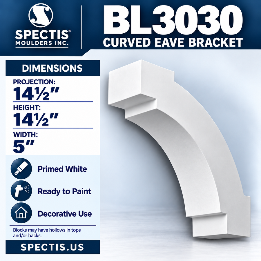 BL3030 Curved Eave Bracket 5"W x 14.5"H x 14.5"P