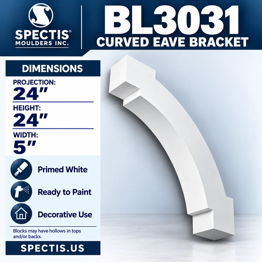 BL3031 Curved Eave Bracket 5"W x 24"H x 24"P