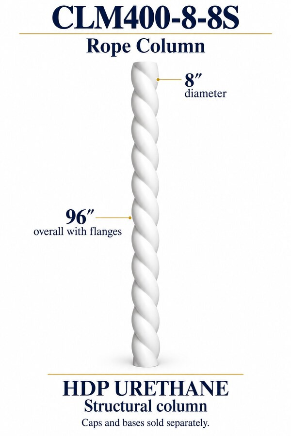 CLM400-8-8S Rope Structural Column – 8″ diameter × 96″ overall – HDP urethane