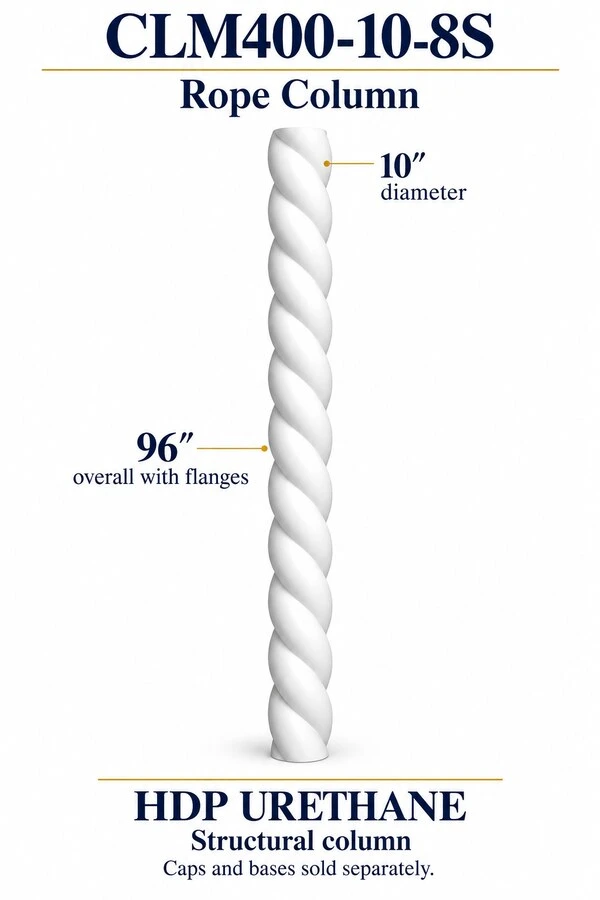 CLM400-10-8S Rope Structural Column – 10″ diameter × 96″ overall – HDP urethane