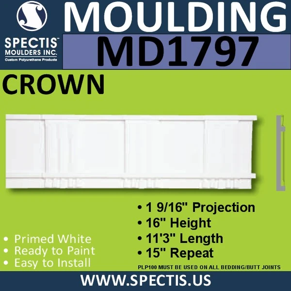 MD1797 Crown Molding Trim decorative spectis urethane