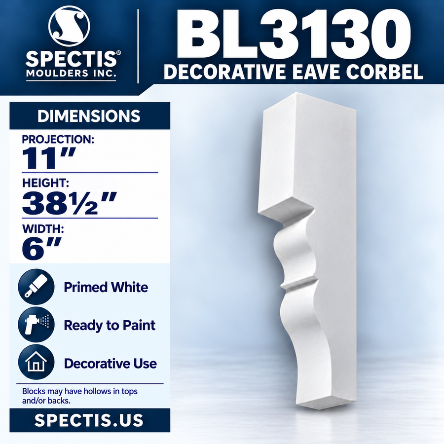BL3130 Decorative Eave Corbel 6"W x 38.5"H x 11"P