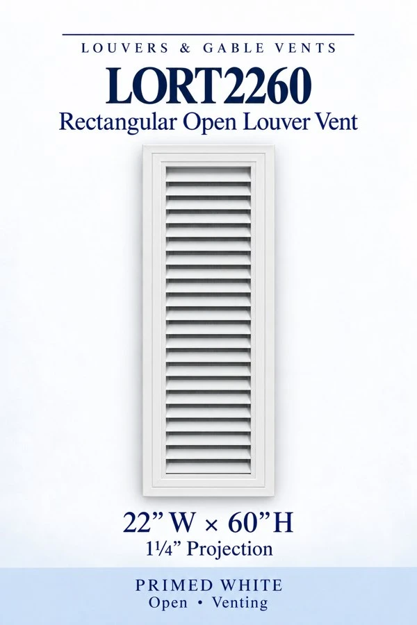 LORT2260 Rectangular Open Louver Vent — 22″ W × 60″ H — Polyurethane