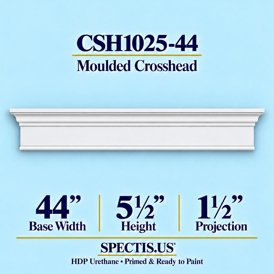 CSH1025-44 moulded door and window crosshead, 44 inch base width x 5½ inch height x 1½ inch projection, primed HDP urethane