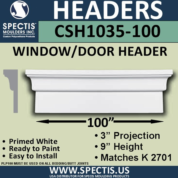 CSH1035-100 Crosshead for Window/Door 3"P x 9"H x 100"W