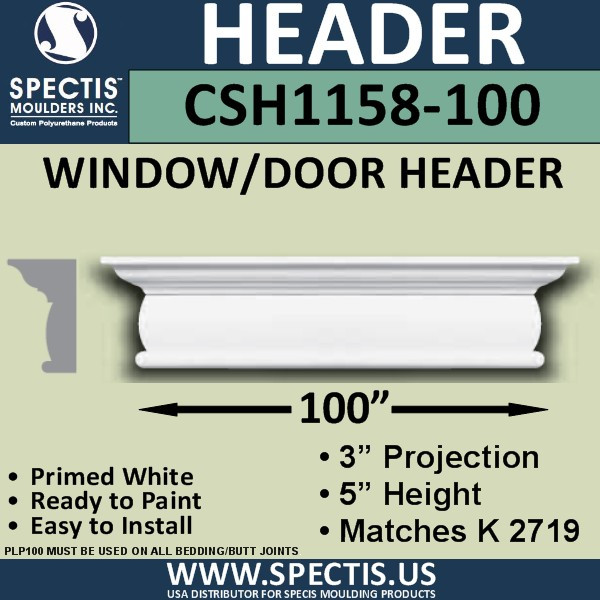 CSH1158-100 Crosshead for Window/Door 3"P x 5"H x 100"W