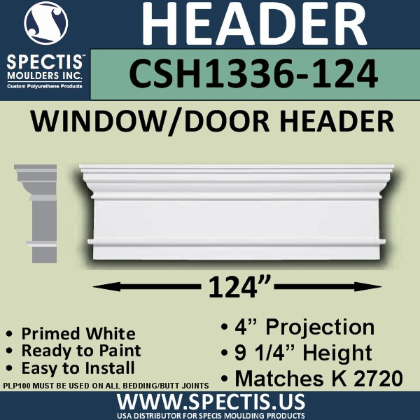 CSH1336-124 Crosshead for Window/Door 4"P x 9.25"H x 124"W