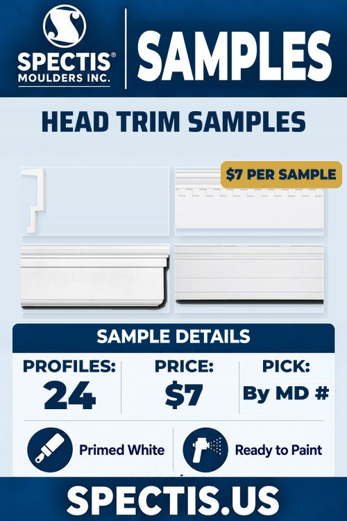Spectis head trim moulding samples, 24 profiles, $7 per sample