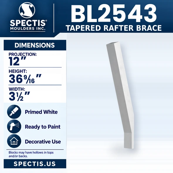 BL2543 Tapered Rafter Brace, Spectis polyurethane rafter brace, 12 in projection x 36 9/16 in high x 3 1/2 in wide