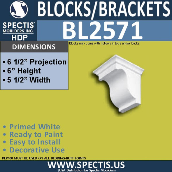 BL2571 Eave Block or Bracket 5"W x 6"H x 6.5" P
