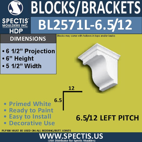BL2571L-6.5/12 Pitch Eave Bracket 5.5"W x 6"H x 6.5" P