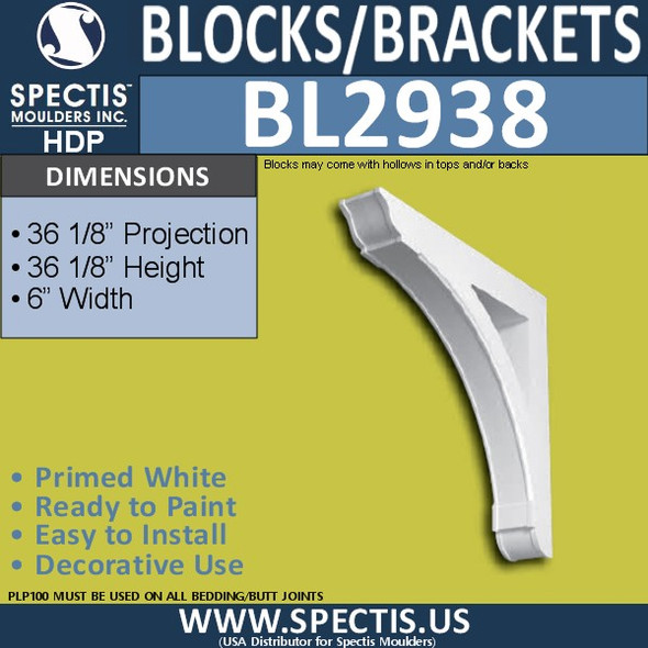 BL2938 Eave Block or Bracket 6"W x 36 1/8""H x 36 1/8"" P
