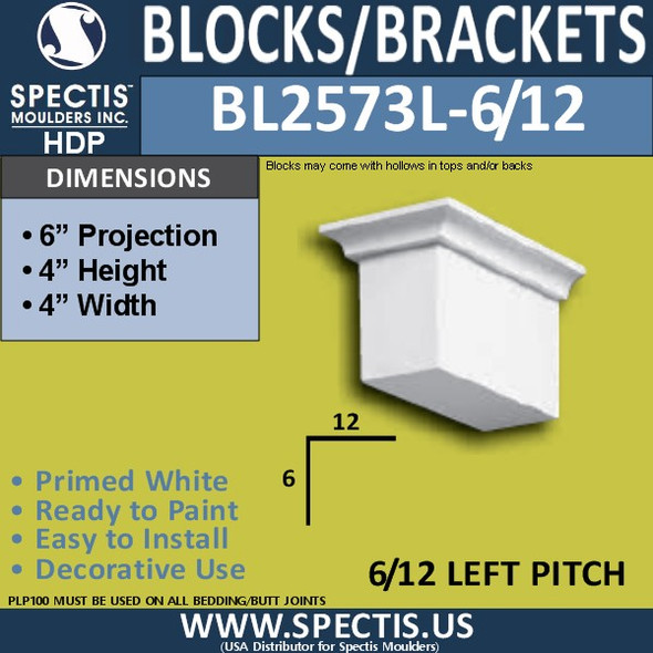 BL2573L-6/12 Pitch Eave Bracket 3.5"W x 4"H x 6" P