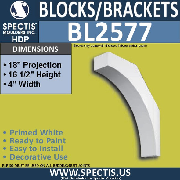 BL2577 Eave Block or Bracket 4"W x 16.5"H x 18" P