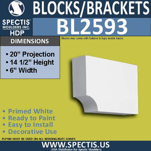 BL2593 Eave Block or Bracket 6"W x 14.5"H x 20" P