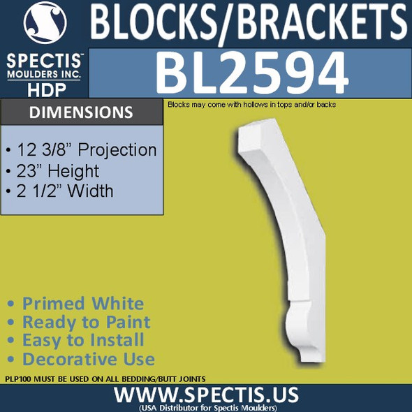 BL2594 Eave Block or Bracket 2.5"W x 23"H x 12.37" P