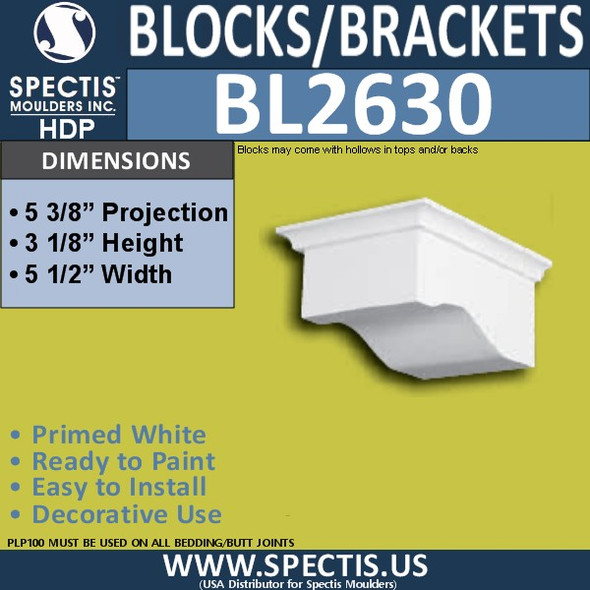 BL2630 Eave Block or Bracket 5.5"W x 3.125"H x 5.4" P