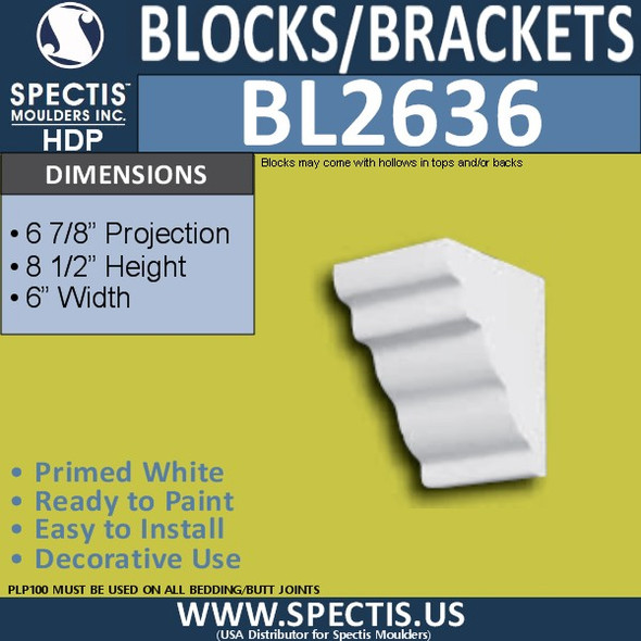 BL2636 Eave Block or Bracket 6"W x 8.5"H x 6.9" P
