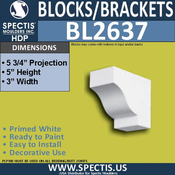 BL2637 Eave Block or Bracket 3"W x 5"H x 5.75" P