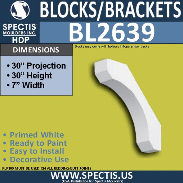 BL2639 Eave Block or Bracket 7"W x 30"H x 30" P