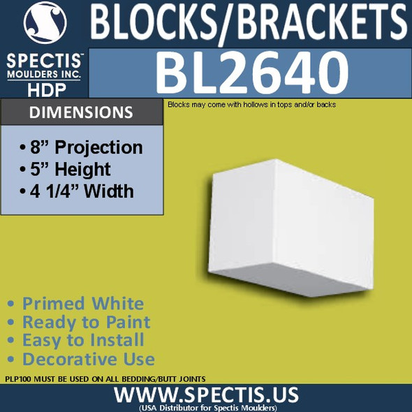 BL2640 Eave Block or Bracket 4"W x 5"H x 8" P