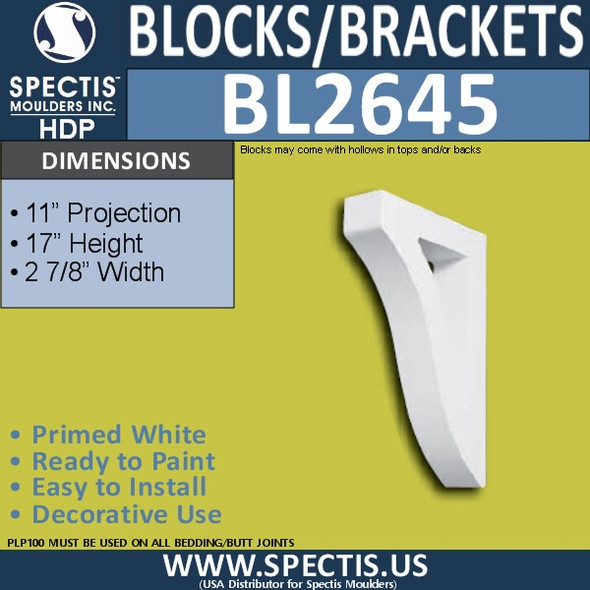 BL2645 Eave Block or Bracket 2.9"W x 17"H x 11" P