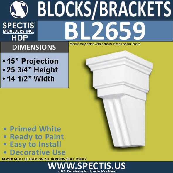 BL2659 Eave Block or Bracket 14.5"W x 25.9"H x 15" P