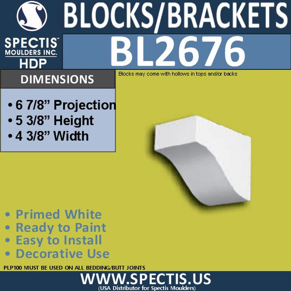 BL2676 Eave Block or Bracket 4.4"W x 5.4"H x 6.9" P