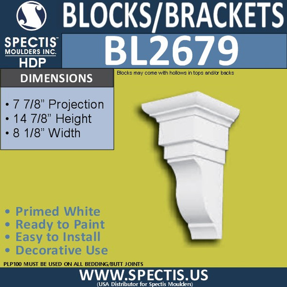 BL2678 Eave Block or Bracket 8"W x 24"H x 9" P
