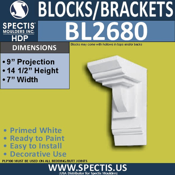 BL2679 Eave Block or Bracket 8.1"W x 14.9"H x 7.9" P