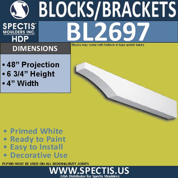 BL2697 Eave Block or Bracket 4"W x 6.75"H x 48" P