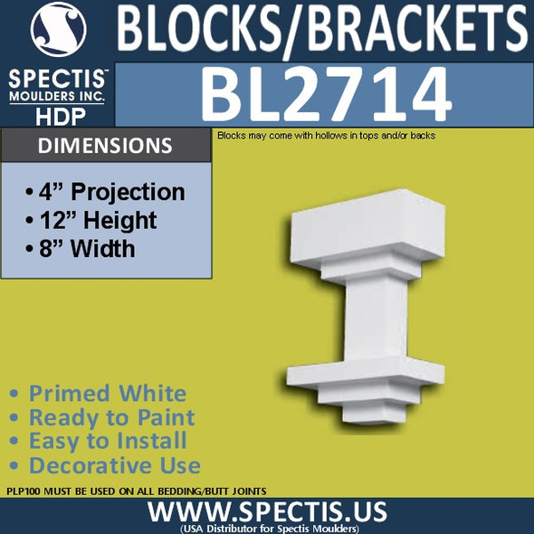 BL2714 Eave Block or Bracket 8"W x 12"H x 4" P