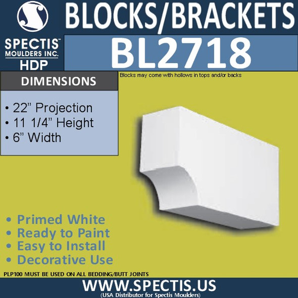 BL2718 Eave Block or Bracket 6"W x 11.25"H x 22" P