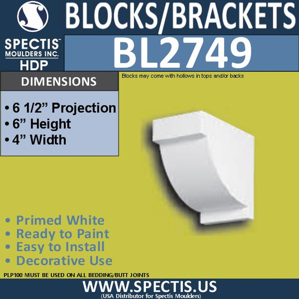 BL2749 Eave Block or Bracket 4"W x 6"H x 6.5" P