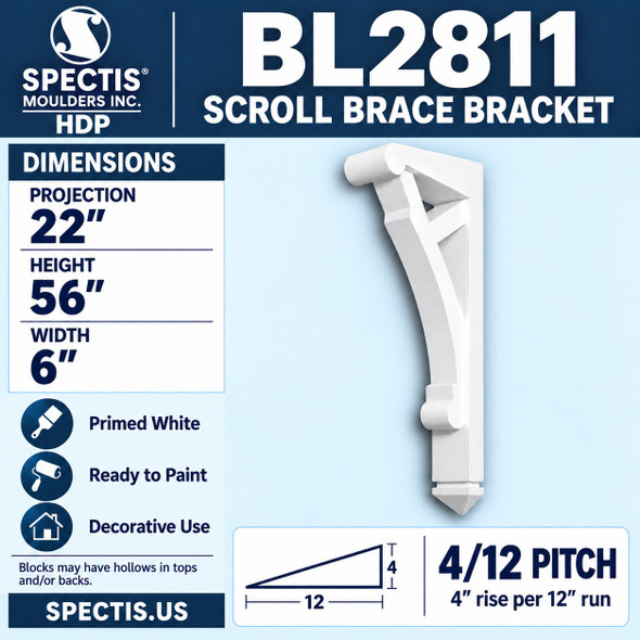 BL2811 Scroll Brace Bracket – 4/12 Pitch