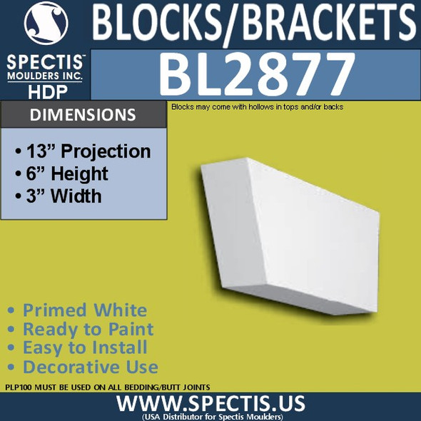 BL2877 Eave Block or Bracket 3"W x 6"H x 13" P