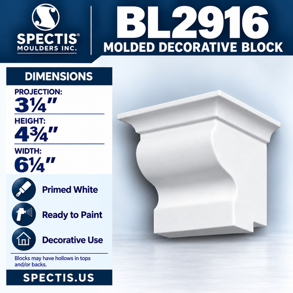 BL2916 Molded Decorative Block 6.25"W x 4.75"H x 3.25"P
