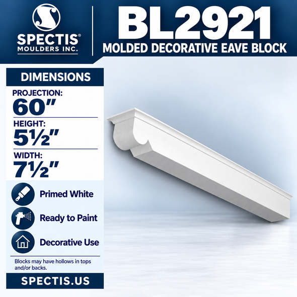 BL2921 Molded Decorative Eave Block 7.5"W x 5.5"H x 60"P