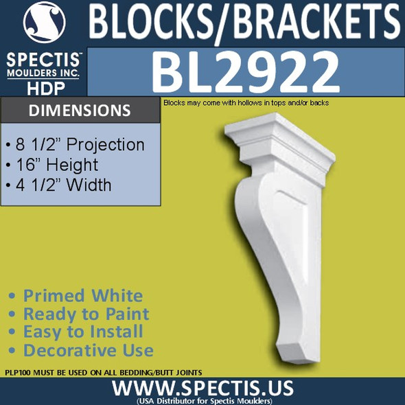 BL2922 Eave Block or Bracket 4.5"W x 16"H x 8.5" P
