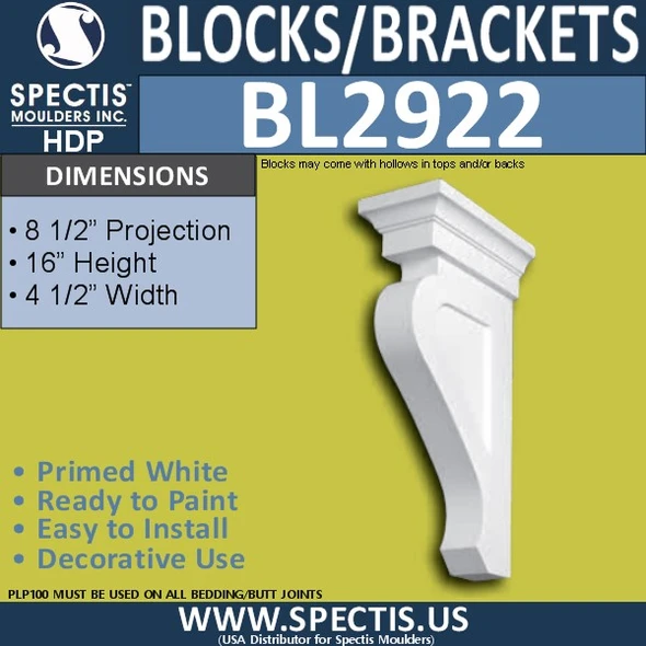 BL2922 Eave Block or Bracket 4.5"W x 16"H x 8.5" P