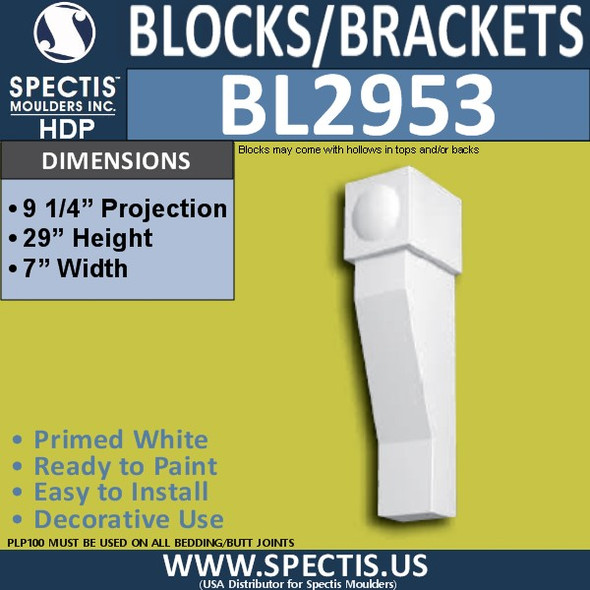 BL2953 Eave Block or Bracket 7"W x 29"H x 9.25" P