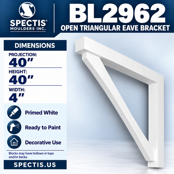 BL2962 Open Triangular Eave Bracket 4"W x 40"H x 40"P