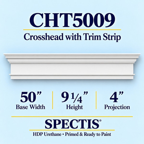CHT5009 Crosshead with Trim Strip, primed HDP urethane, 50 inch base width x 9 1/4 inch height x 4 inch projection