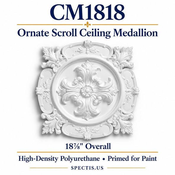 CM1818 Ornate Scroll Ceiling Medallion — HDP — 18⅞″ Overall