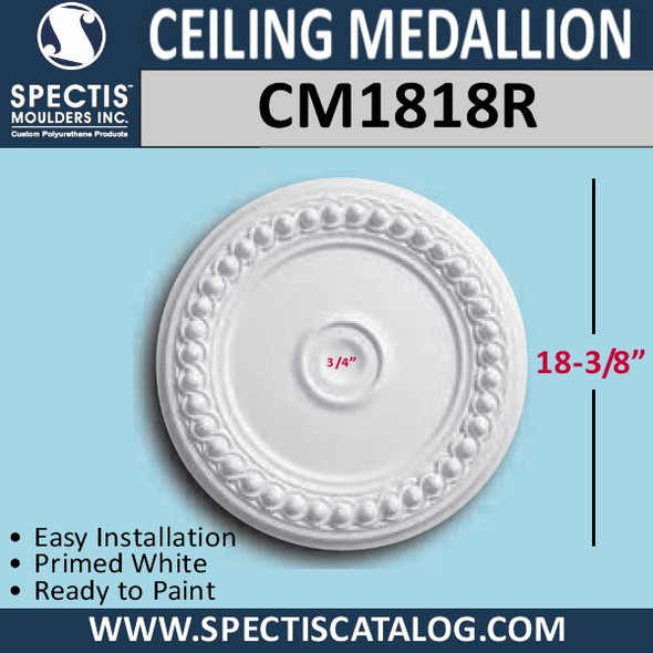 CM1818R Decorative Ceiling Medallion 3/4" Hole x 18-3/8" Round