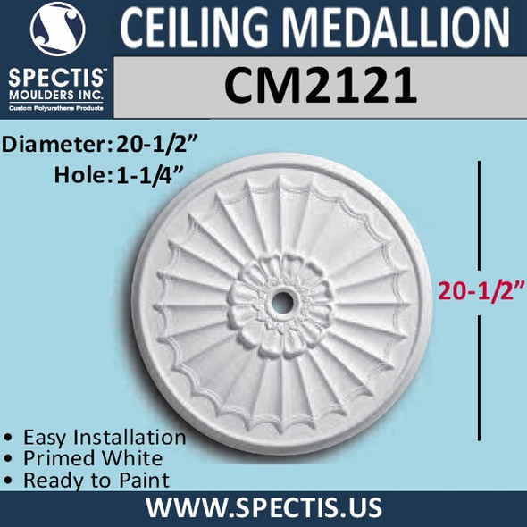 CM2121 Decorative Ceiling Medallion 1 1/4" Hole x 20-1/2" Round