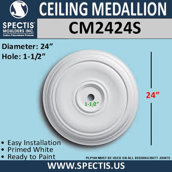 CM2424S Decorative Ceiling Medallion 1.5" Hole x 24" Round