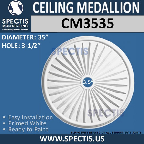 CM3535 Decorative Ceiling Medallion 3.5" Hole 35" Round
