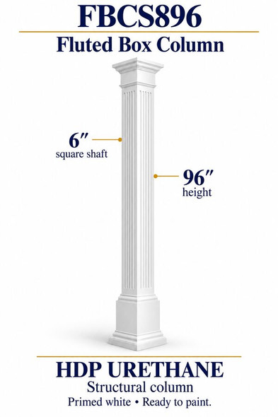 FBCS896 Fluted Structural Box Column – 6″ square shaft × 96″ height