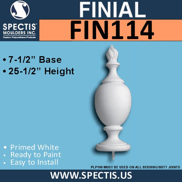 FIN114 Flame Top Urethane Finial 8 3/4" x 25 1/2"